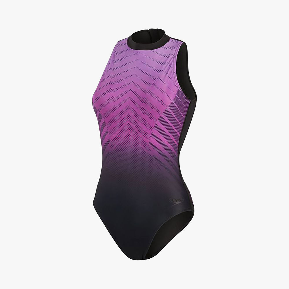 Speedo Placement Hydrasuit Costume Intero Donna – Schiena Alta, Cerniera Frontale, Materiale Endurance+ Max Riciclato