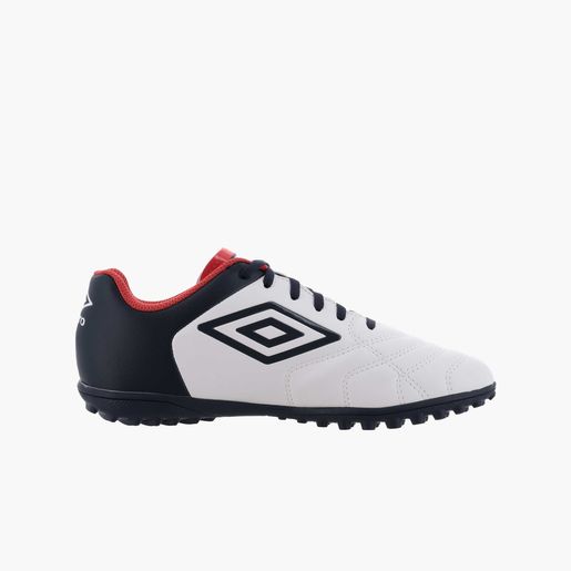 Chaussures De Foot Umbro Classico Xi TF Jr Pour Garçon - Taille 2 Jeunesse, Blanc/bleu Marine/rouge