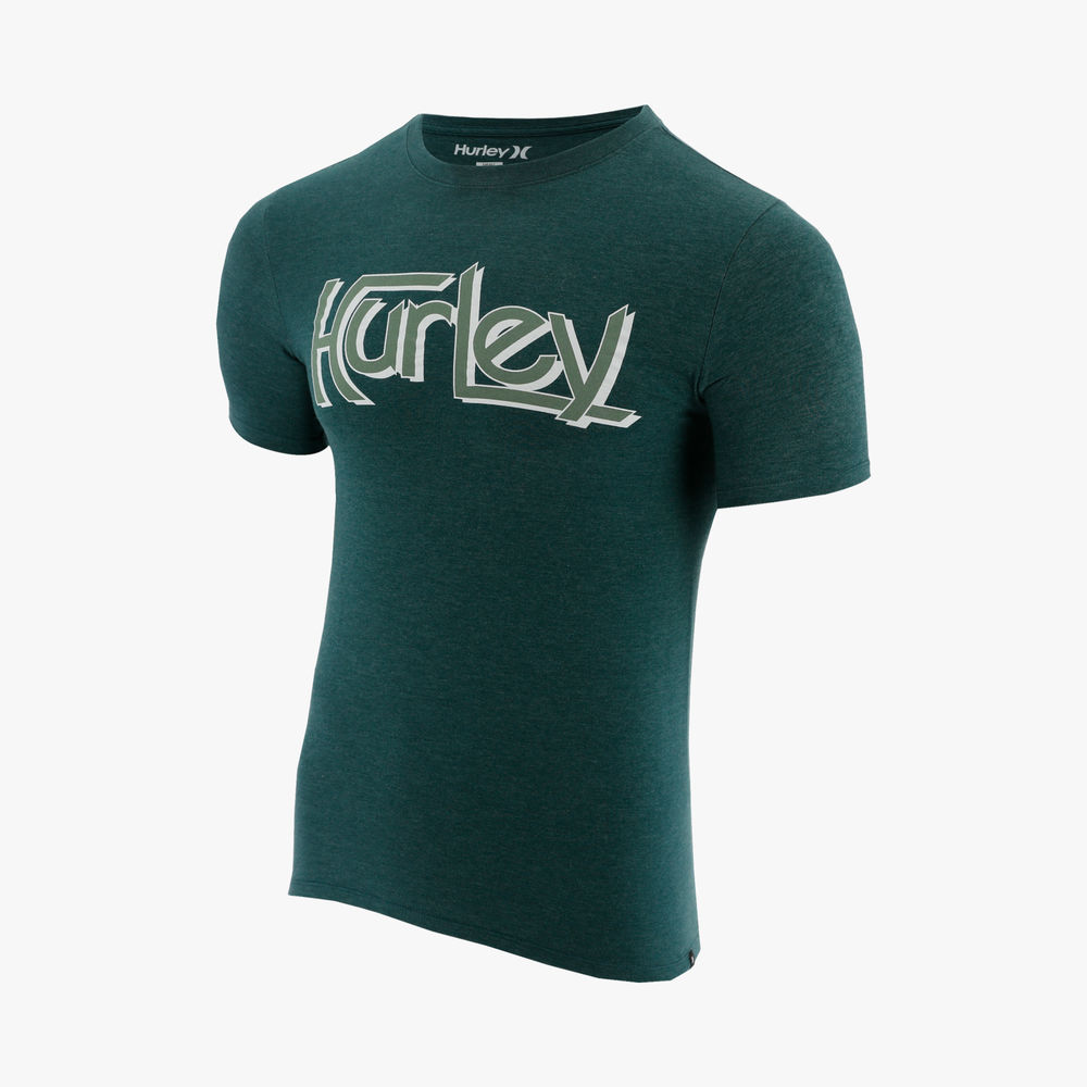 Hurley T-shirt à manches courtes One and Only Gradient pour homme, Gris foncé chiné., Large